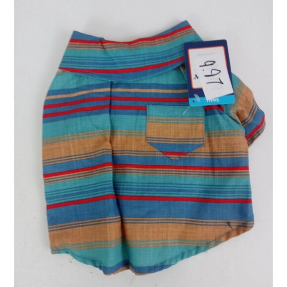 NWT Top Paw Striped Button Down Camp Dog Shirt Size Small - Picture 4 of 6